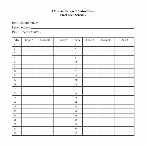 electrical panel label template excel